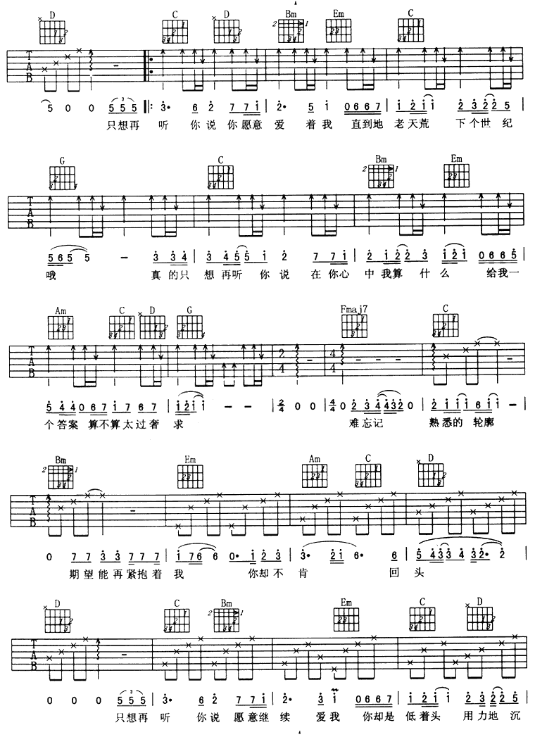 爱上你等于爱上寂寞吉他谱 第2页